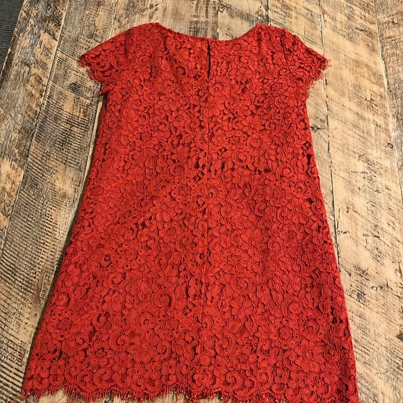 Zara Red Lace Short Sleeve Dress Size Medium - Picture 2 of 14